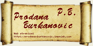 Prodana Burkanović vizit kartica